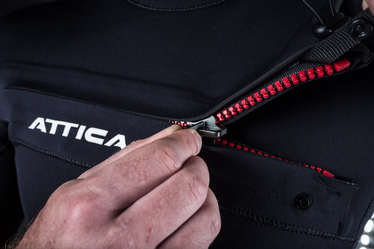 OMEGA Chest Zip 3/2mm Steamer - BLACK / WHITE - ATTICA Wetsuits