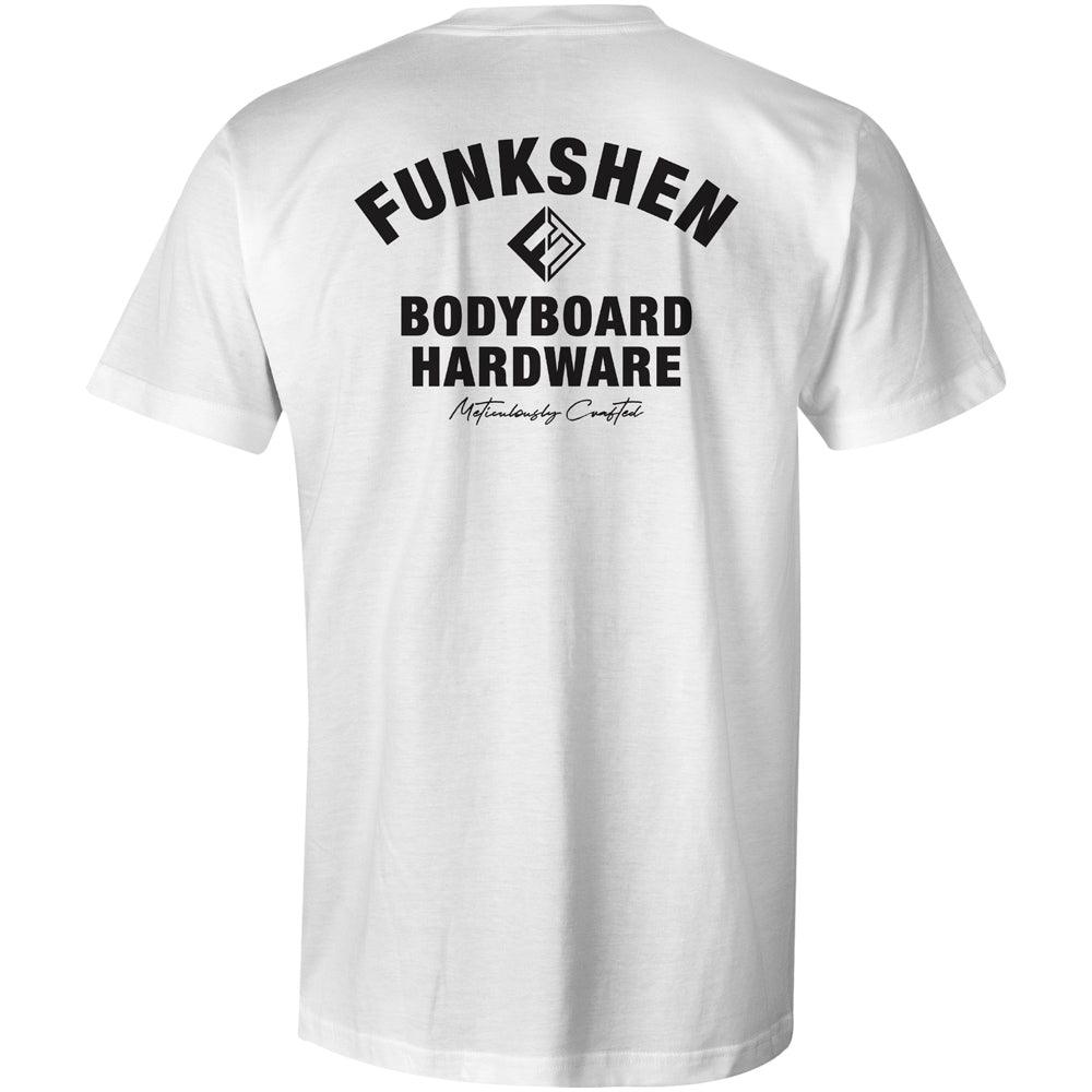 Funkshen Hardware T-Shirt - White - Funkshen Bodyboards
